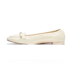 Stewart Weitzman Tully Liafers Cream pointed square Toe Leather Loafer Flats 6 B